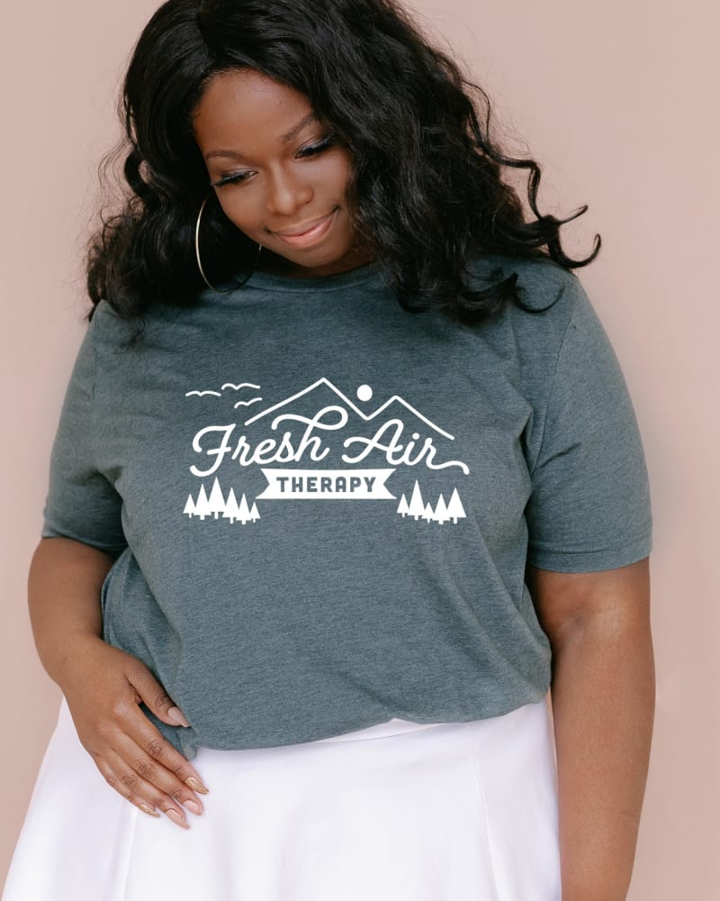 Front of a model wearing a size 2XL Fresh Air Therapy in Forest by Simply Sage Market. | dia_product_style_image_id:281500